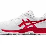 Asics Gel Peake White Electric Red RUBBER CRICKET SHOES