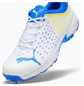 PUMA Spike 22.1 Unisex Cricket Shoes -White-Elektro Green-Bluemazing