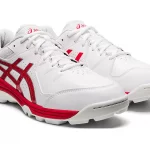 Asics Gel Peake White Electric Red RUBBER CRICKET SHOES - Image 3